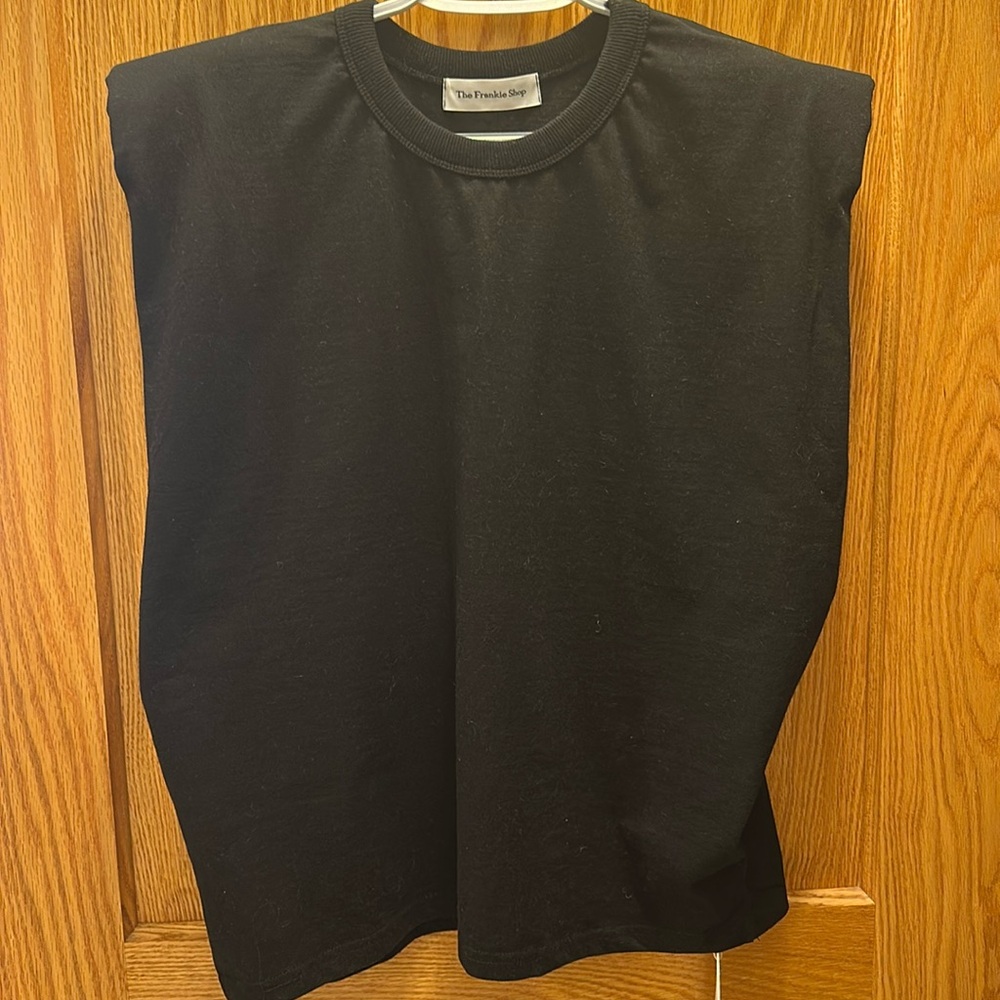 The Frankie Shop Eva Padded Shoulder Muscle Black Sleeveless T-shirt - NWT